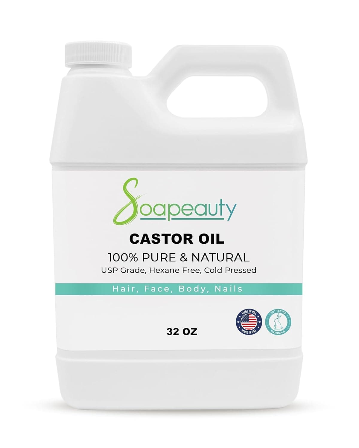 Soapeauty Cold Pressed Castor Oil Hexane Free 100 Pure Natural Castor Oil Promotes Healthy Skin Hair Thickens Eyebrows Lengthens Eyelashes 32 fl oz