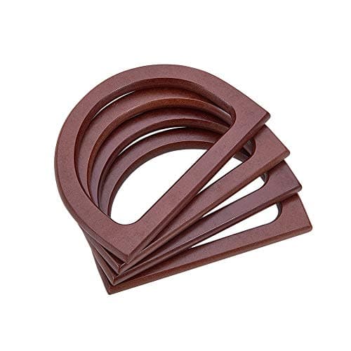 PH PandaHall 4pcs Wooden Bag Handle Replacement D Shape Purse Handles Handbag Purse Handle Purse Making Supplies for Handmade Beach Bag Crochet Handbags Straw Bag Purse Handles 3.3x4.7inch