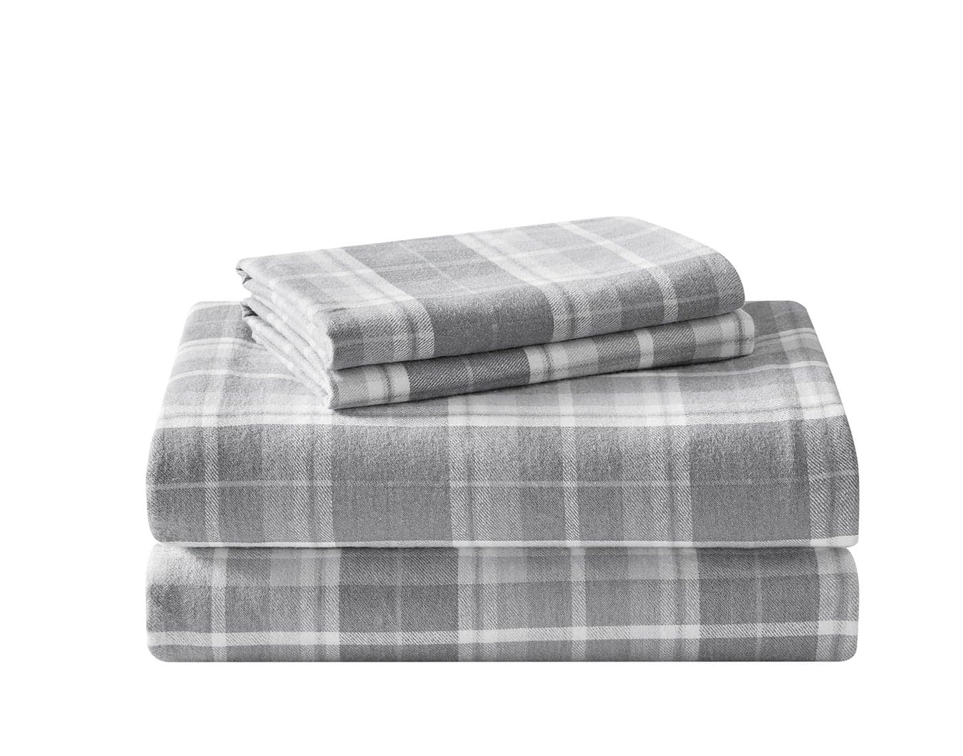 Laura Ashley Full Sheet Set Cotton Flannel Bedding Brushed for Extra Softness Comfort Mulholland Plaid Grey Full