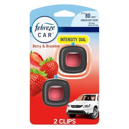 Febreze Car Air Freshener Vent Clip Berry Bramble Scent 06 oz Car Vent Clip 2 Count