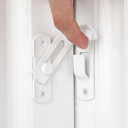 INIRET 4 Packs White 90 Degree Flip Barn Door Lock Latches,Stainless Steel Gate Latch Security Door Latch for Barn Door Safety Door Lock,Sliding Door Antique Lock Wine Cabinet Closet