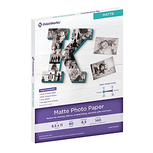 PrintWorks Double Sided Matte Photo Paper 8.5" x 11" - 80 Sheets - 6.5 mil Thickness - Inkjet Photo Paper Matte Ideal for Craft & School Projects - Instant Dry (00426-6)