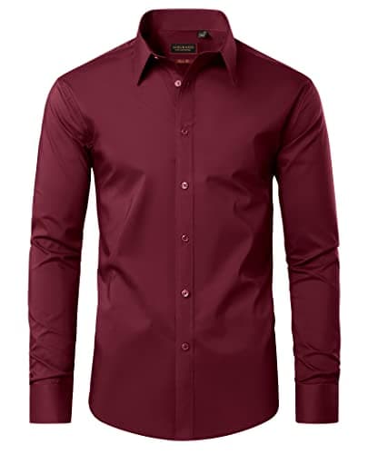 Lion Nardo Cotton Mens Dress Shirts Long Sleeve Big and Tall Dress Shirts for Men Wrinkle Free Button Down Shirts Regular Fit Rose