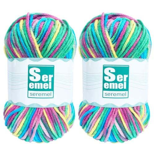 2 Pcs 2 48g2 142yards CrochetKnitting Rainbow YarnMulticolor Variegated 100 Acrylic YarnCrochet Yarn for BeginnersSoft Yarn for Crocheting Blanket Purple Green Yellow