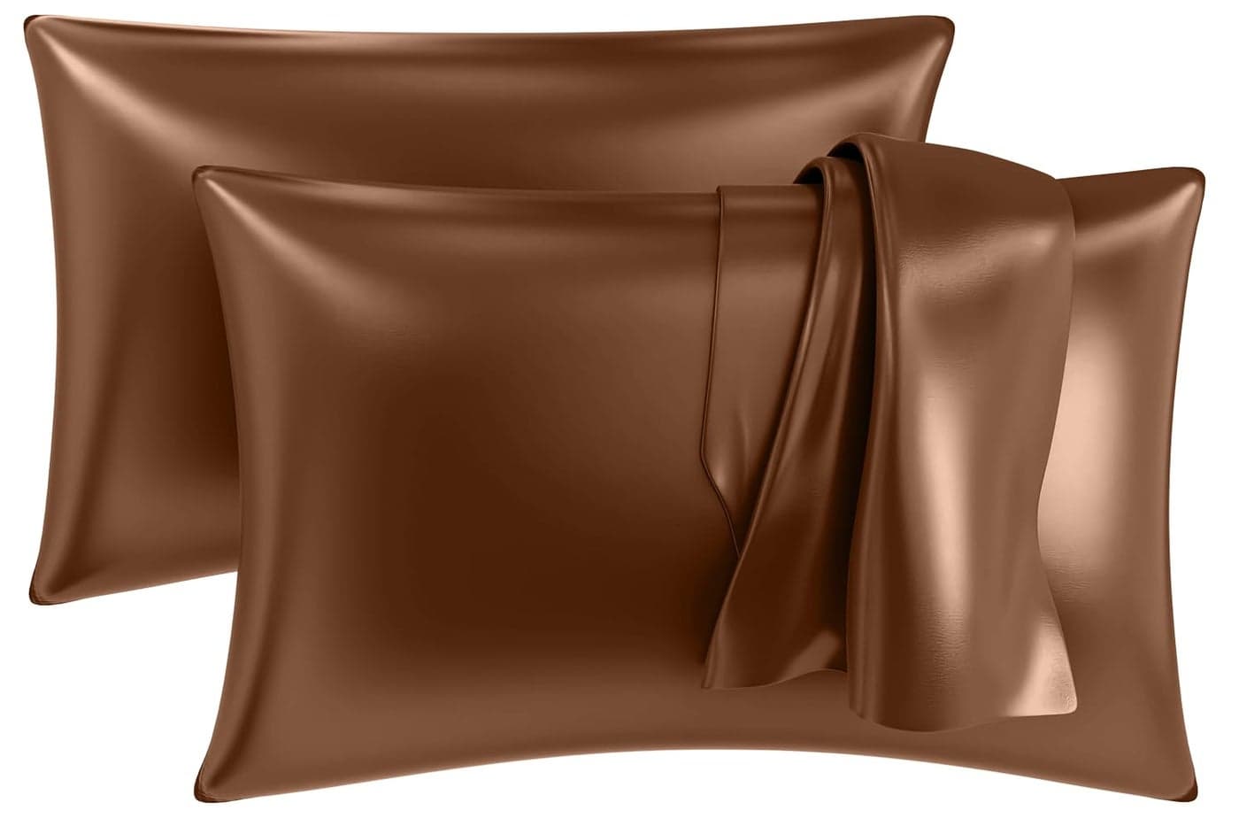 MY ARMOR Satin Pillow Covers for Hair | Anti-Frizz & Anti-Wrinkle Silk Pillow Cover for Hair & Skin | Gentle Cooling Fabric, 20x30 Inches | Zipper Closure | Pack of 2, Golden