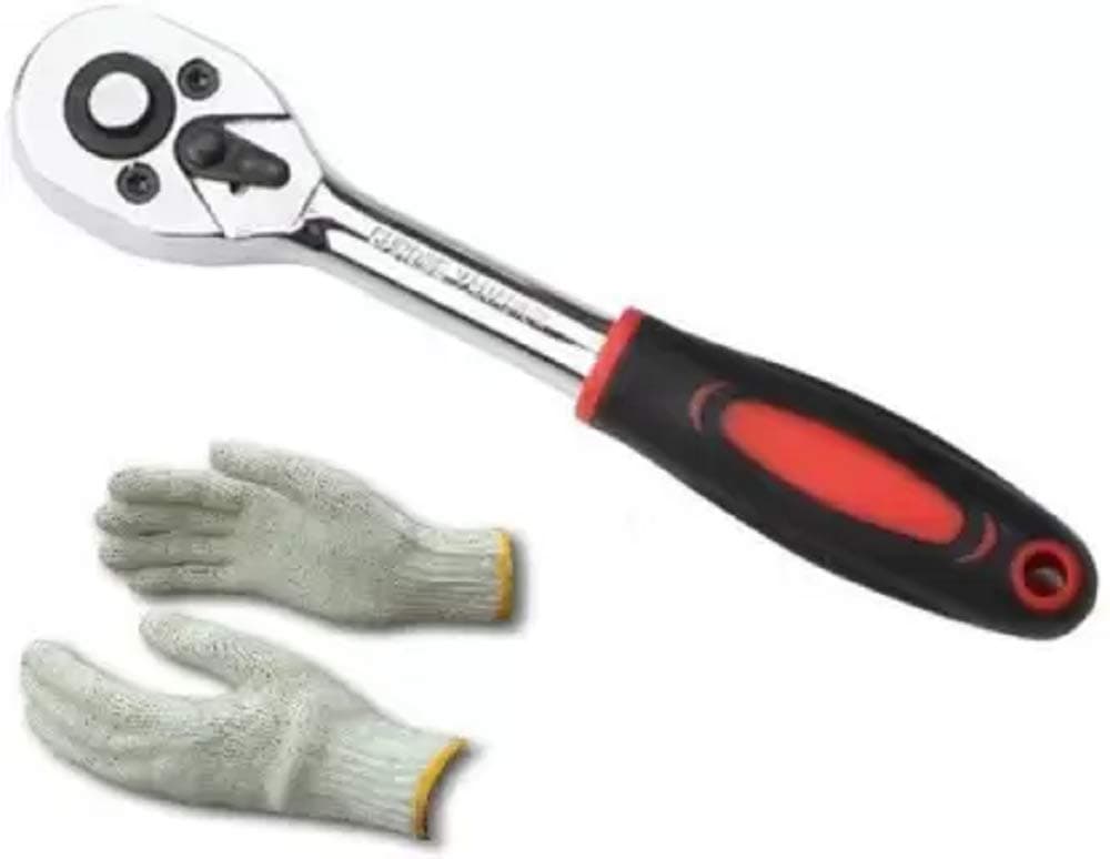 inditrust 12 Drive Ratchet Socket Handle Wrench with Gloves Double Sided Rachet Wrench Pack of 1