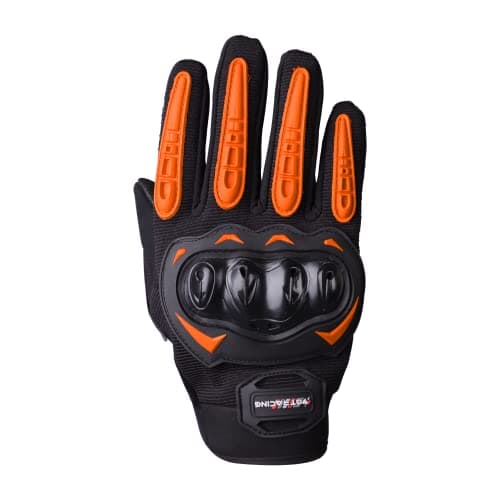 Steelbird Polyester Gt-17 Full Finger Bike Riding Gloves With Touch Screen Sensitivity At Thumb & Index Finger, Protective Off-Road Motorbike Racing (L, Light Orange, Cycling)
