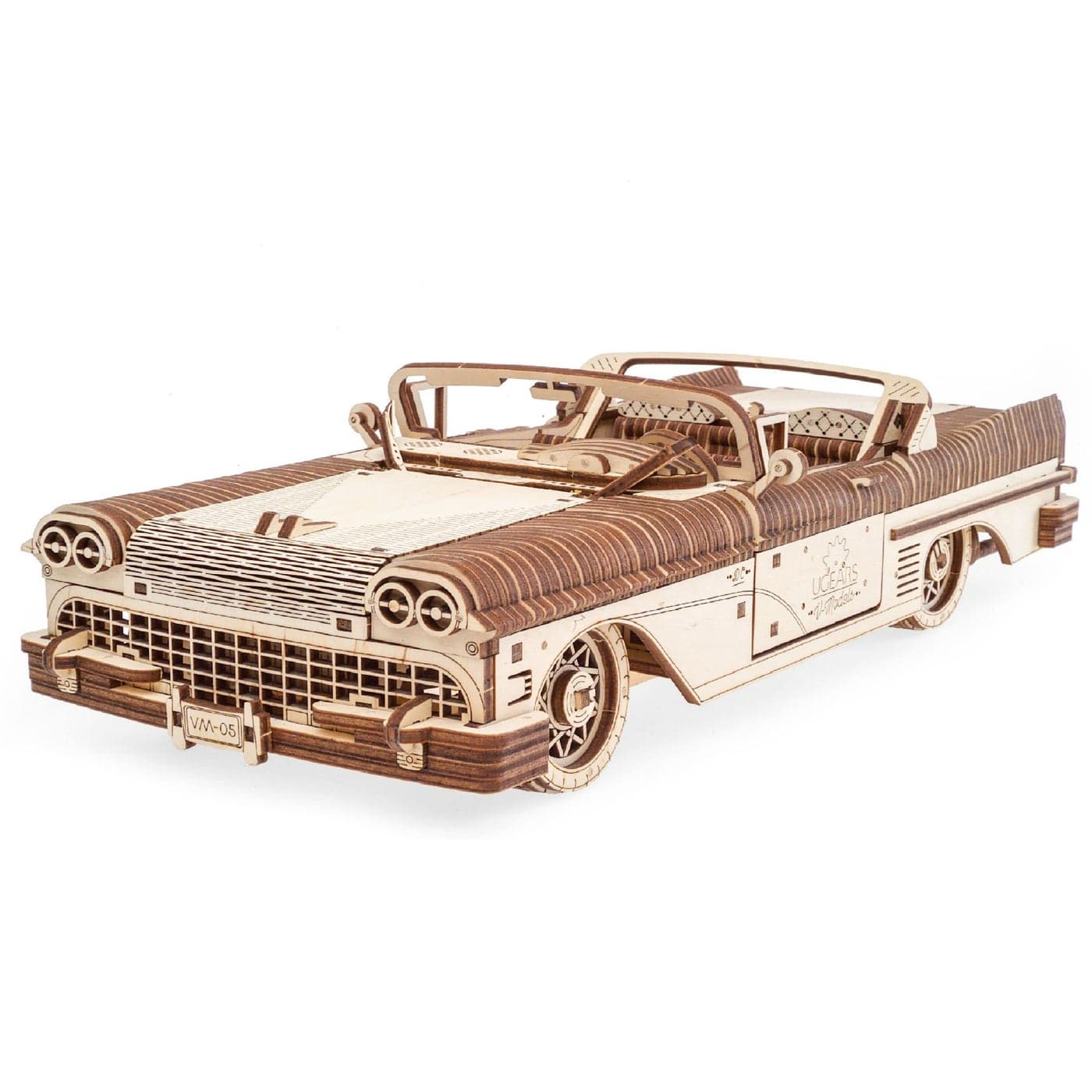 UGEARS Wooden 3D Puzzles for Adults - Dream Cabriolet VM-05 3D Wooden Puzzles for Adults - Mechanical Model Car Kits for Adults - Retro 1950s Inspired DIY Craft Kits for Adults 739 Pcs