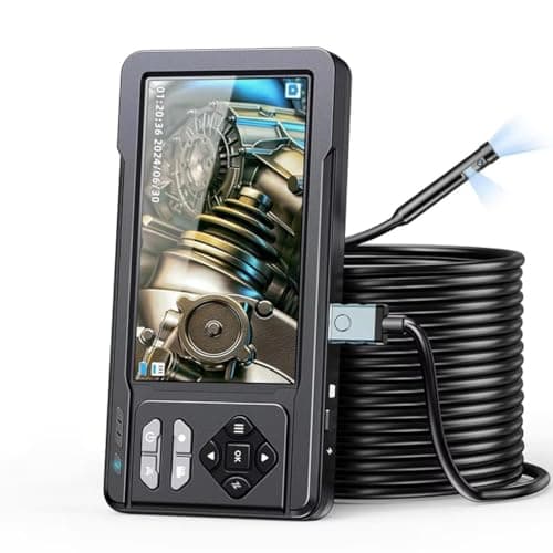 ETZIN Dual Lens Industrial Endoscope, 1080P Digital Borescope Inspection Camera, 8.0mm IP67 Waterproof, with 4.3" LCD Screen Display, 8 LED Lights,16.5FT Semi-Rigid Cable (ES03) EPL-1341IM