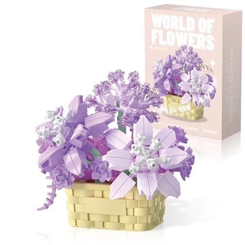MJDDJA Mini Flowers Building Block Set Mini Building Blocks Flower Building Set Building Block Flowerpot Mini Bricks Building Sets Party Favors for Kids Above 10 Years OldViolet 201pcs