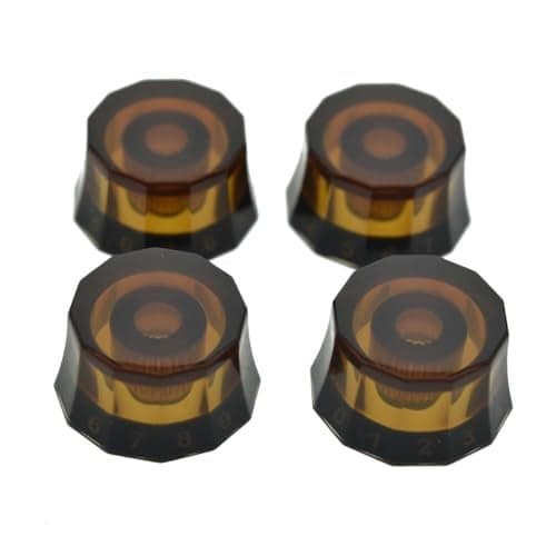 KAISH Pack of 4 Metric 18 Coarse Spline Lampshade Style Electric Guitar Knobs Speed Control Knobs for PRSLPSGLes Paul Amber with Black