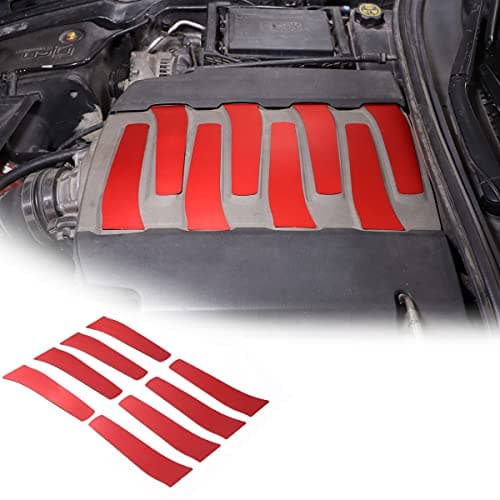 JONKOKO Aluminum Alloy Engine Bay Side Panel Cover for Chevrolet Corvette C7 2014-2019 Hood Engine Trim Sticker Interior Accessories (Hood Engine Trim Sticker, Red)