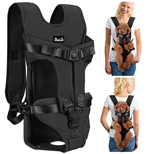 Lukovee Dog Backpack Carrier Legs Out Easyfit Dog Front Carrier for Small Medium Dogs Adjustable Hands Free Dog Chest Carrier for Hiking Cycling BLarge