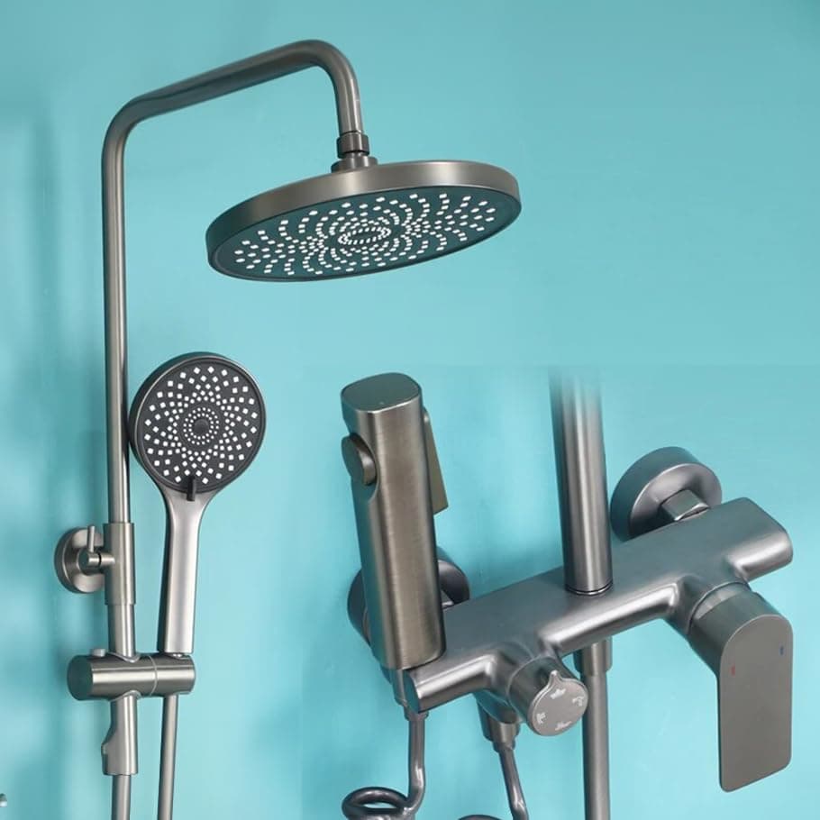 InArt Shower Panel for Bathroom Wall Mixer 3 in 1 Shower Set Luxury Panels Single Lever Hot and Cold With Handshower Faucet Spout Complete Washroom Showers Gun Grey Color