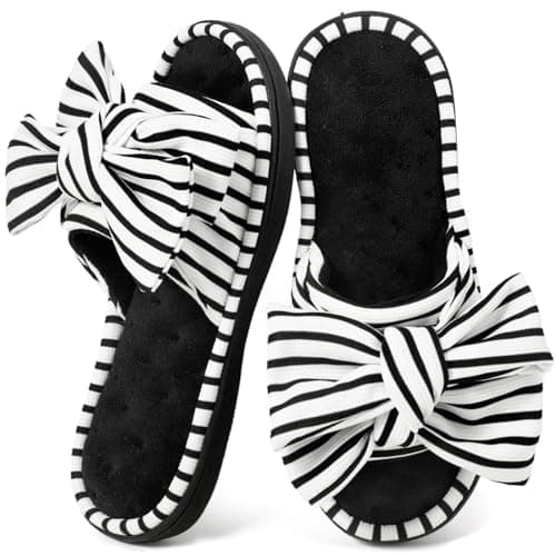 ULTRAIDEAS Women's Eurytides Slide Slippers Memory Foam House Shoes, Black, 5-6