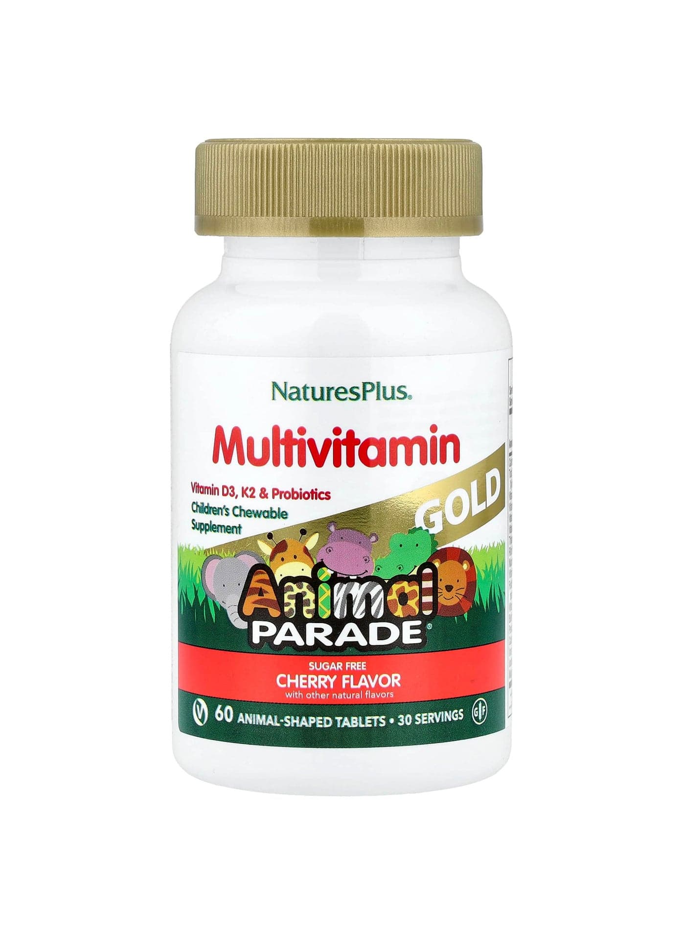 Animal Parade Gold, Children's Chewable Multivitamin Supplement, Cherry, 60 Animal-Shaped Tablets