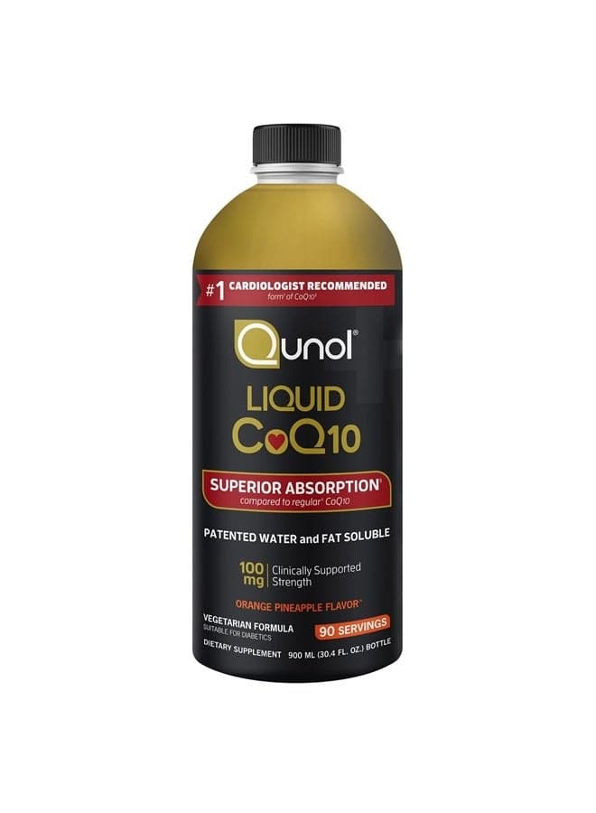Liquid CoQ10 100mg, Superior Absorption Natural Supplement Form of Coenzyme Q10, Antioxidant for Heart Health, Orange Pineapple, 90 Servings, 30.4 Fl Oz