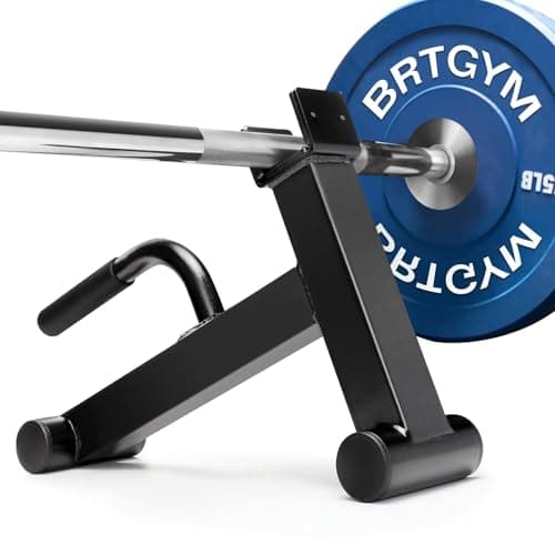 BRTGYM Deadlift Jack Barbell Stand,Carbon Steel Made,Easily Load and Unload 600lb Barbell Plates for Deadlift Exercise, Weight Training, Home Gym (Black Powder Coated)