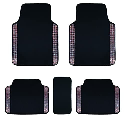 eing Breathable Universal Bling Anti Slip Car Floor Mat with Crystal Rhinestones for Women & Girls, Multicolor