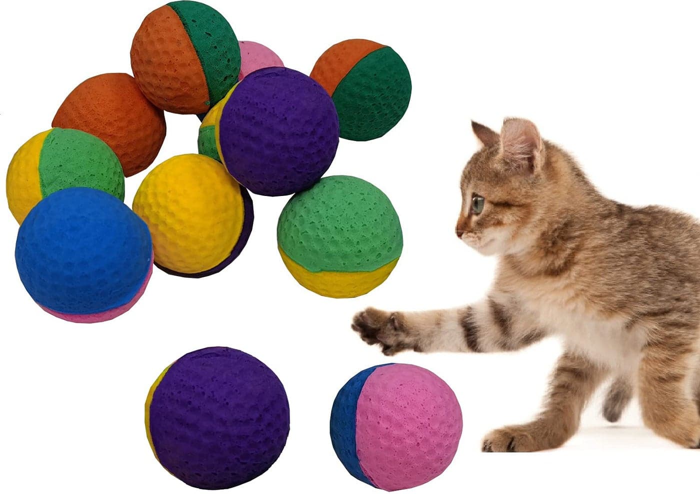 12 Pack Pet Ball Foam Sponge Ball Cat Toy Soft Bouncy Noise Free (12pcs Pet Ball Foam Sponge Ball)