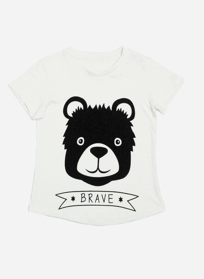 Unisex Off White Brave Printed Round Neck Tshirt By Door74
