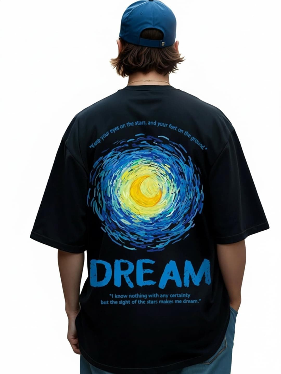 Bewakoof Men's Cotton Graphic Printed Oversized Fit T-Shirt_620199_Black_Large