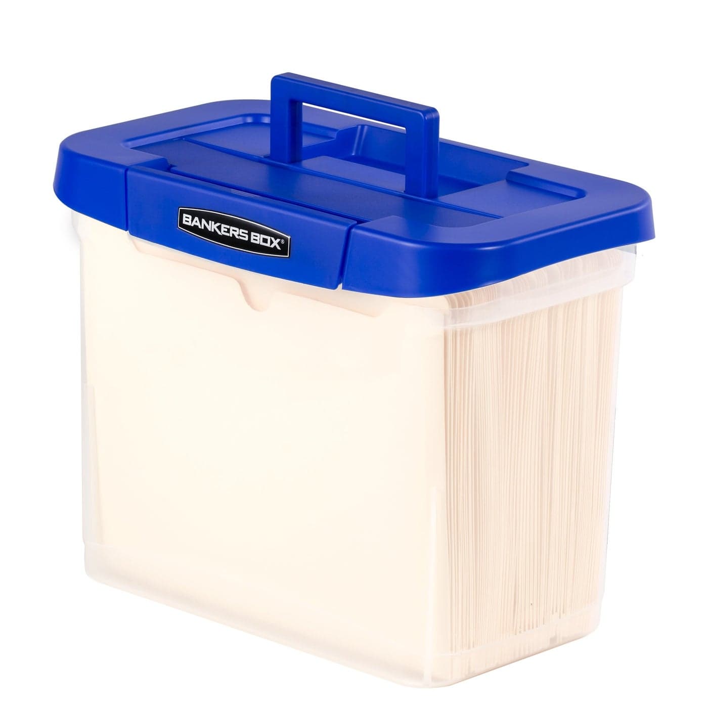 Bankers Box Heavy Duty Portable Plastic File Box with Hanging Rails Letter 1 Pack 0086304
