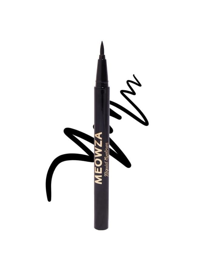 Meowza Liquid Eyeliner - Long-Lasting Black Eyeliner, Eyeliner Liquid Liner Black, 0.6 ml