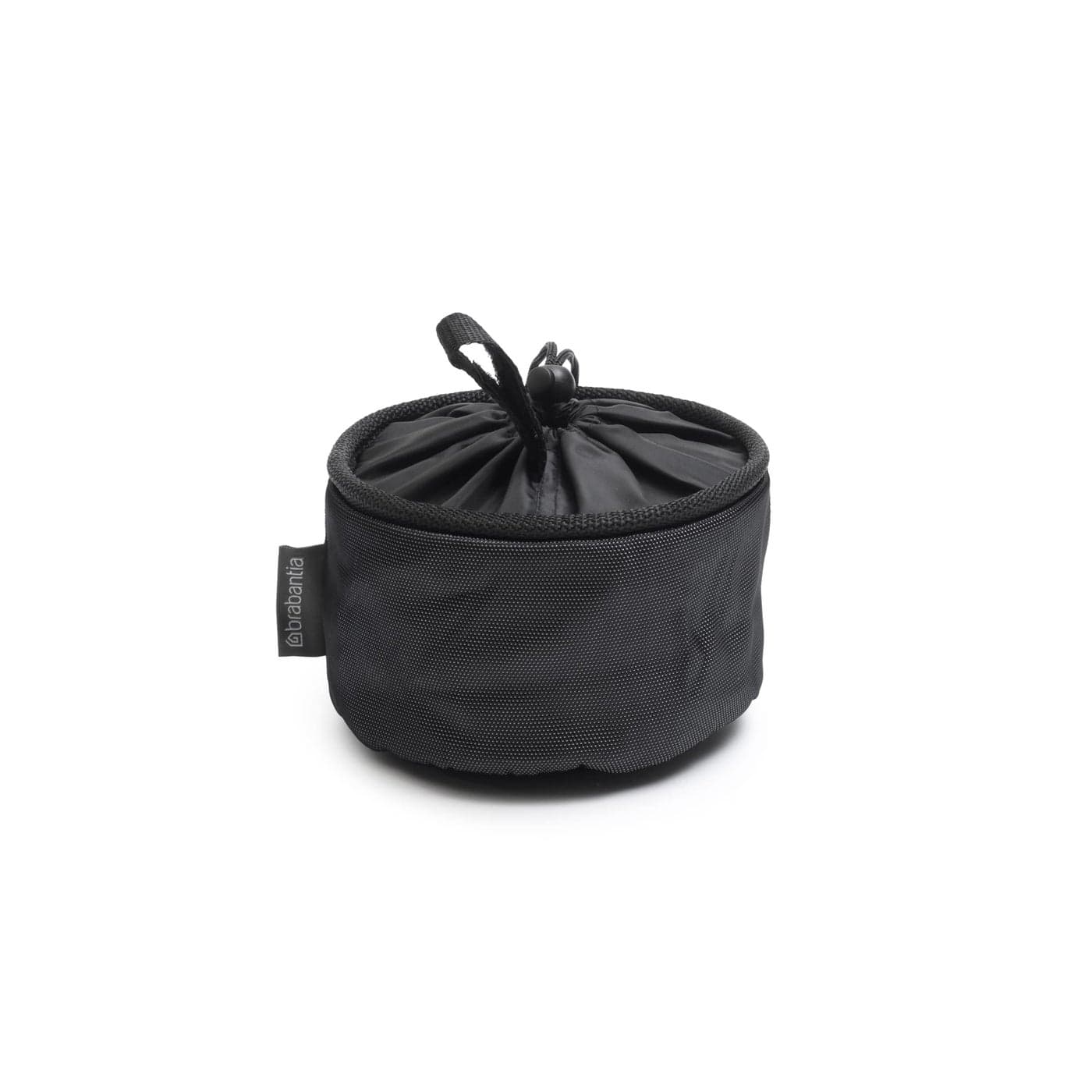 Brabantia Compact Clothespin Storage Bag with Hanging Loop Closing Cord Matt Black Space Saving Organizer for Clothes Pins Hangs on Clothesline or Drying Rack Holds up to 75 Pins