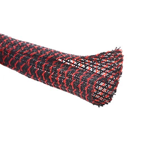Alex Tech 10ft - 1/4 inch Cord Protector Wire Loom Tubing Cable Sleeve Split Sleeving For USB Cable Power Cord Audio Video Cable – Protect Cat From Chewing Cords - Blackred