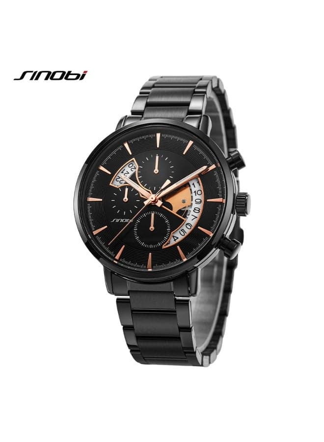 Sinobi Men's Multifunctional Large Dial Calendar Quartz Watch (Black) is the perfect choice for both business and casual wear.