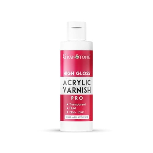 GRANOTONE Clear Coat Acrylic High Gloss Varnish Finish 6.76 fl oz Non Yellowing Non Toxic Anti Crazing 200 ML for Pro Artists Hobby Painters and Kids Made in India