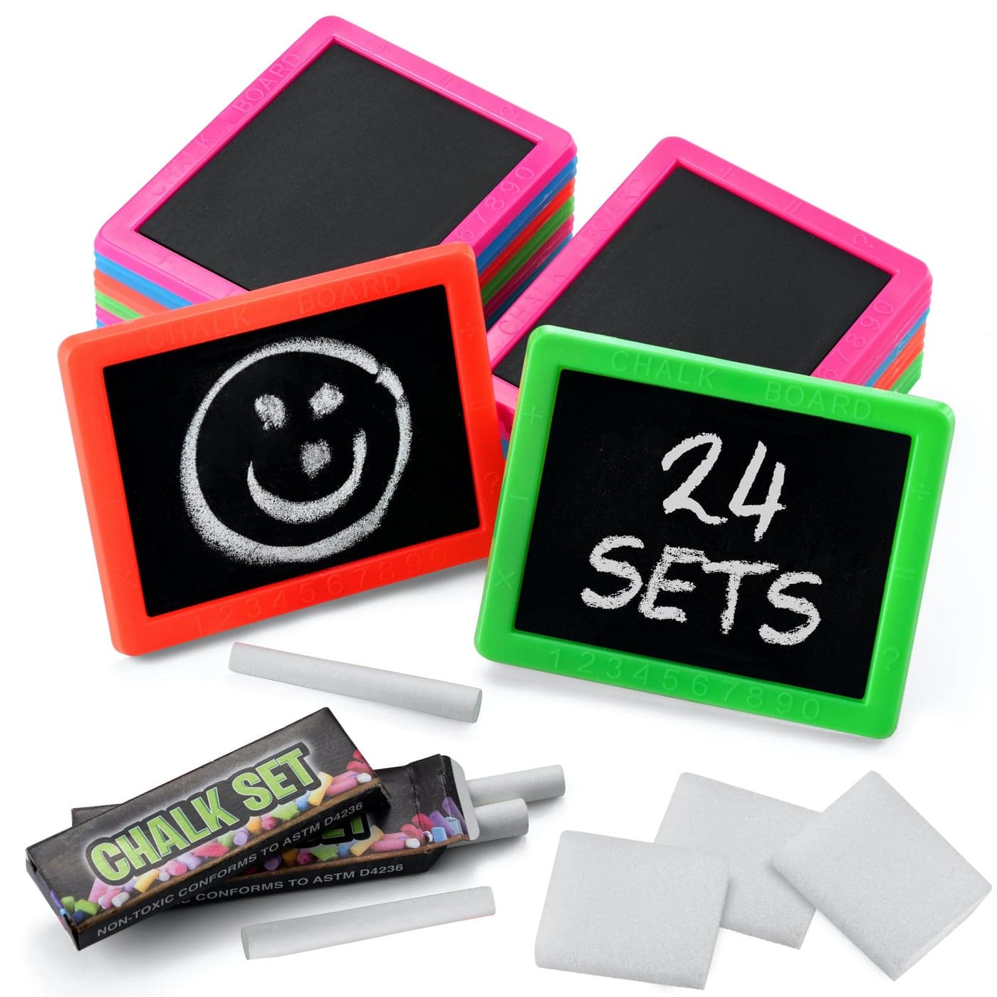 Mini Chalkboard for Kids - (Pack of 24) Goodie Bags Stuffers for Kids Mini Kids Chalkboard Each with 2 Chalk Sticks, and 1 Eraser for Boys and Girls,Toddler Party Favors Birthday Goodie Bags for Kids