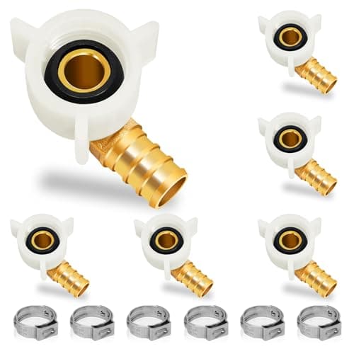 6Pcs Pex Swivel Elbow Brass Crimp Fittings12in x 12in Female NPT 90degree NPSM Brass Crimp Fittings for RV Pex Faucet Connector ASTM F1807 A
