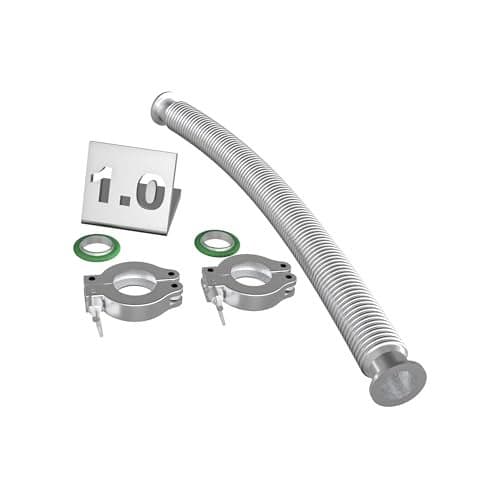 bmotiontech NW25 KF25 flexible corrugated vacuum bellow hose with 2pcs Aluminum clamp, SS centering rings & FKM O-rings (1000mm appox. 3.3ft KF25)