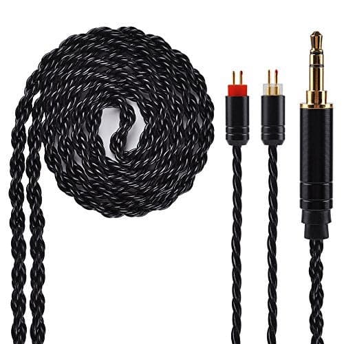 Kinboofi 6 Core Silver Plated Earphone Cable, Black Upgrade 2PIN Detachable Earphone Wire for AS10 ZS10 Pro ZS6 ZS10 ZSR ZST C10 TRN V80 V20 TFZ (3.5mm Audio Jack, 2 Pin)
