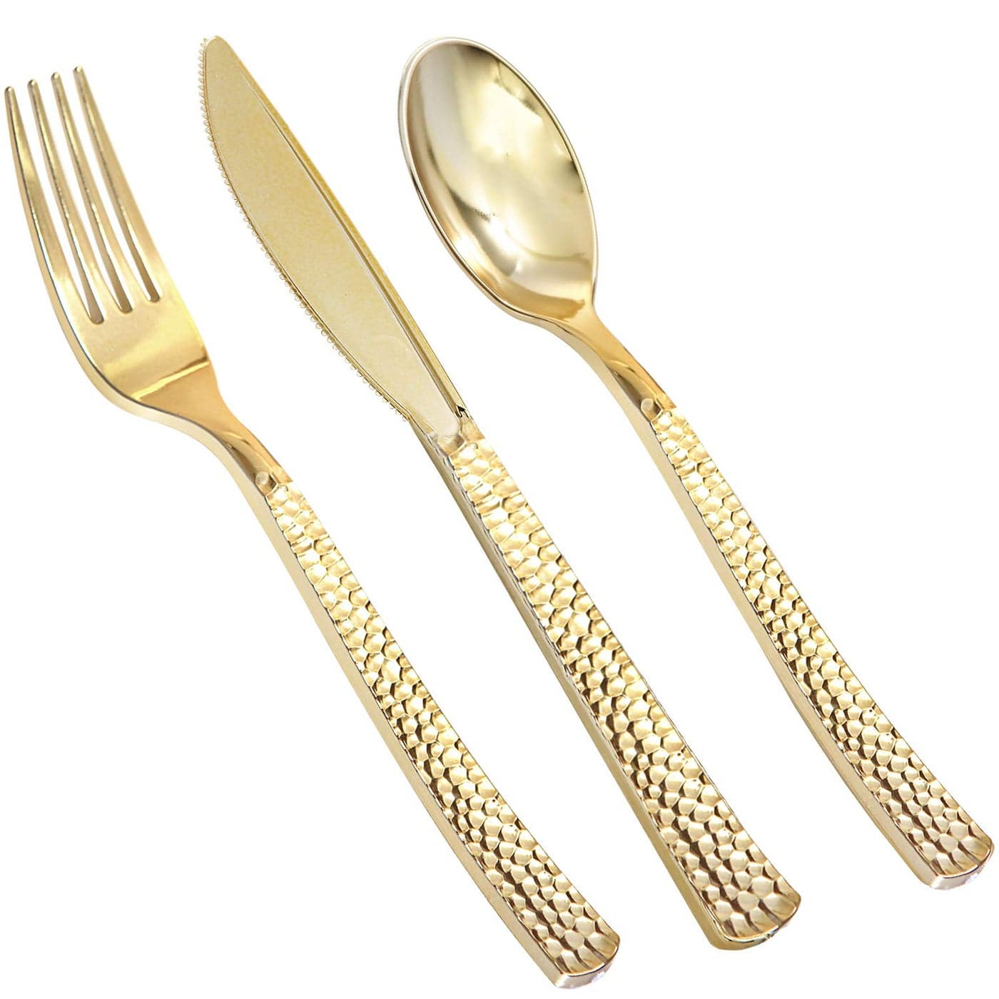 Supernal 180 pieces Gold Plastic SilverwareHeavy Duty Plastic Forks and SpoonsGold Disposable Silverware Sets Include 60 Forks60 Knives60 SpoonsSuitable for PartyBirthdayWedding