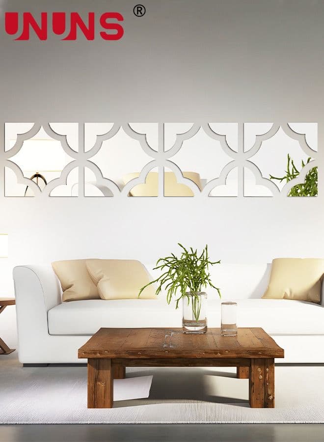 Acrylic Mirror Wall Sticker,20cm x 8Pcs Geometric Shaped Mirror Stickers,3D Adhesive Wall Decal DIY Mirror Stickers For Living Room Bedroom Home Art Background Decor