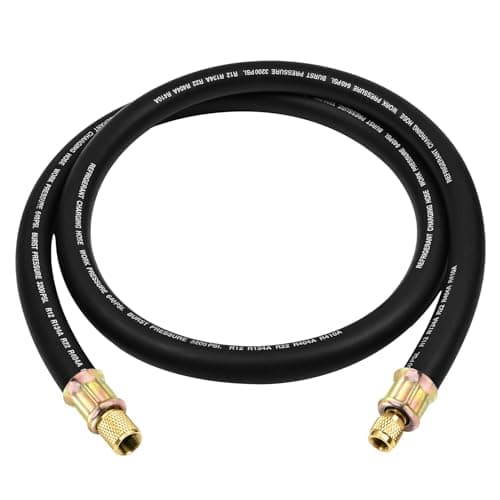 Upgrade Version 1/2" Internal Diameter High-Flow Vacuum Certified Refrigerant Hose,3/8" to 1/4" Fittings,20 Microns Vacuum,Faster HVAC Evacuation and Recovery,6-Feet,Black