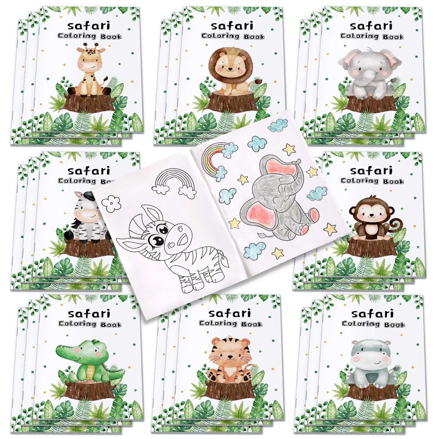 Heboland 24 Pcs Mini Colouring Books for Kids Children Aged 210 Mini Colouring Books for Party Bags Jungle DIY Kids Colourful Book Safari Birthday Decorations Drawing Colourful Book for Children