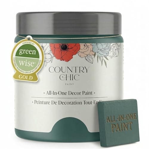 Country Chic All-in-One Chalk Paint for Furniture, Cabinets, Home Decor, Eco-Friendly, Matte Finish, Built-In Primer & Top Coat for Wood, Metal - Jitterbug (Dark Teal) - 4 oz (118 ml)