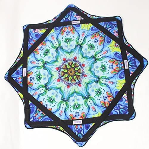Mougee mooJEE Classic Flow Star for Beginners Advanced Fun Challenging Double Stitched Flow Toy Vibrant Colors Patterns Durable 27 Diameter Indigo Mandella