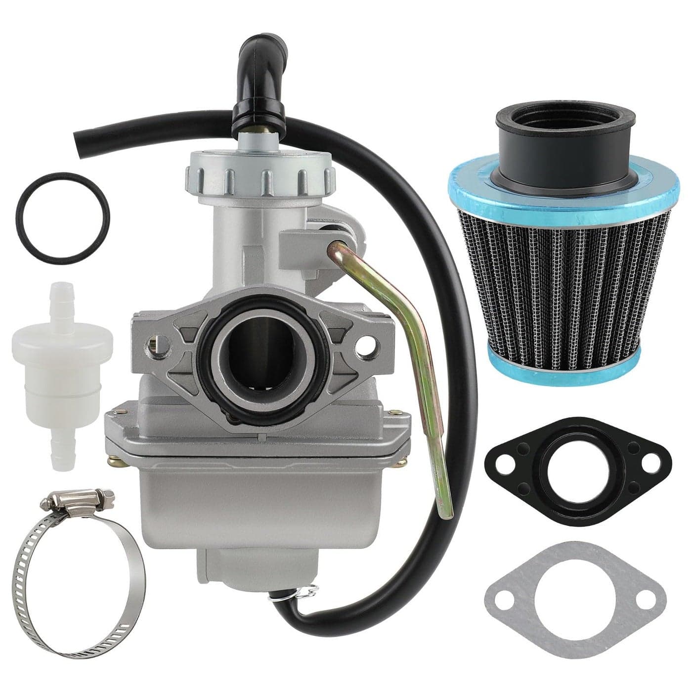 AUTOKAY PZ20 Carb Carburetor 49cc 70cc 90cc 100cc 110cc 125cc Coolster NST for Chinese ATV Quad Go kart 4 strokeSUNL TAOTAO JCL for Honda CRF50F XL75 CRF80F XR50R Carb with Gasket Air Filter