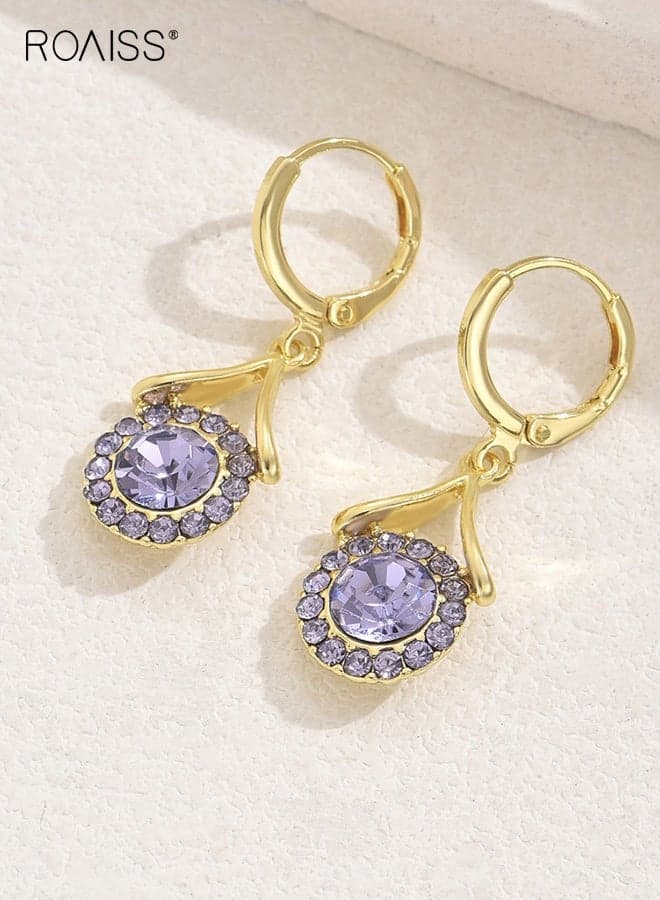 Sweet Style Women's Simple Earrings Niche Inlaid Amethyst High End Design Drop Earrings