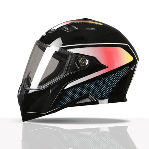 TVS Racing Anti Matter FullFace Helmet for Bike & Motorcycle Riders-DOT & ISI Certified-Lightweight ABS Shell, UV Resistant-Ventilated Comfort Liner,Quick-Release Visor &Chin Strap(Glossy Black Red/L)