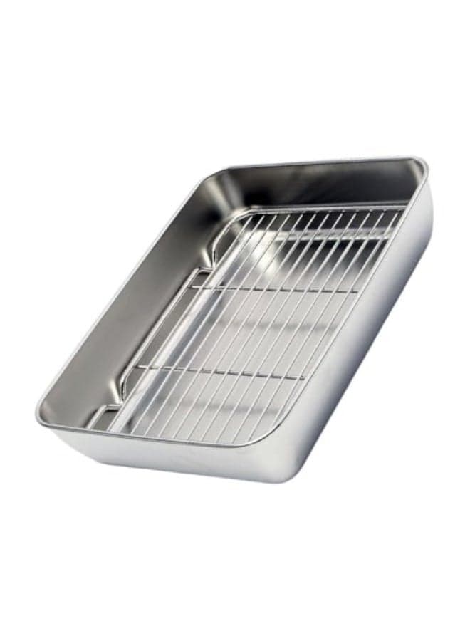 Stainless Steel Baking Sheet, 31x24cm, Net Rack Design for Easy Drainage