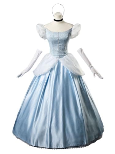 CosFantasy Deluxe Princess Dress Princess Cosplay Costume Blue Satin Ball Gown Prom Dresses Princess Costume Size M