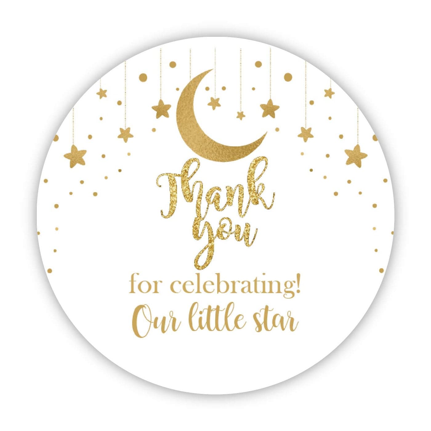 50 Thank You for Celebrating Our Little Star Stickers Thank You Gift Stickers for Celebrating Gold Glitter Baby Shower Party Favors for Birthday Party 2 Inches