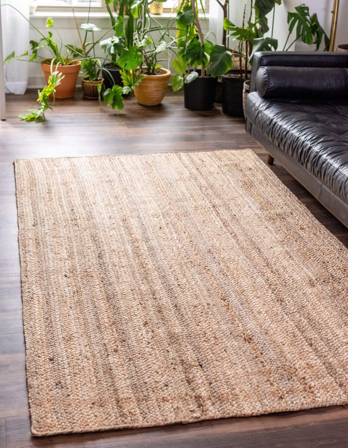 Unique Loom Braided Jute Collection Area Rug Dhaka 9 x 12 2 Rectangle Natural
