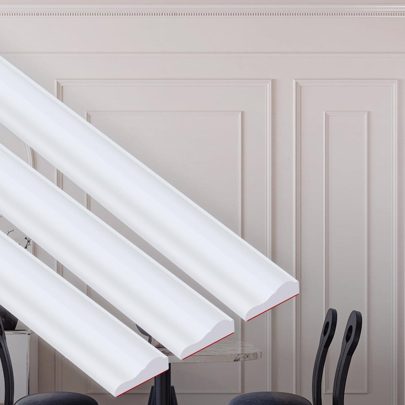 Taaizau Peel and Stick Upgrade Chair Rail Molding Trim Flexible SelfAdhesive Paintable White TPE Decorative Strips for Bedroom Living Room Kitchen 13 in x 98 ft